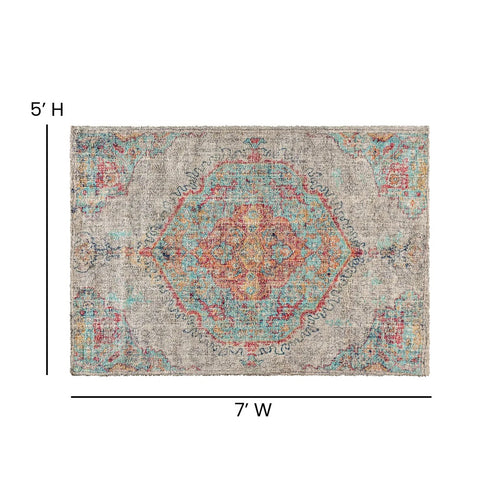 Distressed Medallion Area Rug